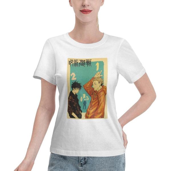 

women's t-shirt jujutsu kaisen print 100% cotton t shirt women short sleeve o-neck anime t-shirts 2021 harajuku tee female, White
