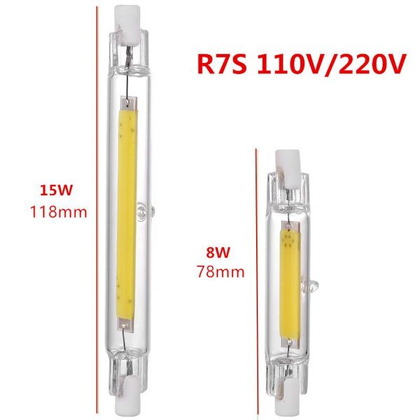 

bulbs 10xsuper bright dimmable r7s cob led bulb glass tube replacement halogen spotlight 78mm 118mm 110v 220v energy-saving lighting