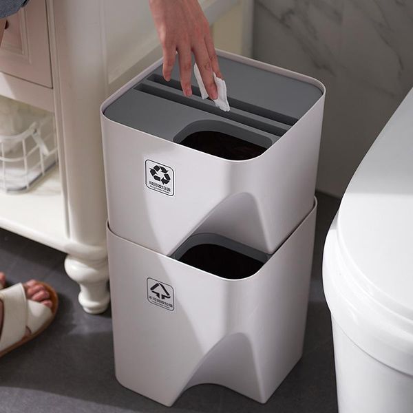 

waste bins 1pc kitchen trash can recycle bin stacked sorting household dry and wet separation rubbish for bathroom