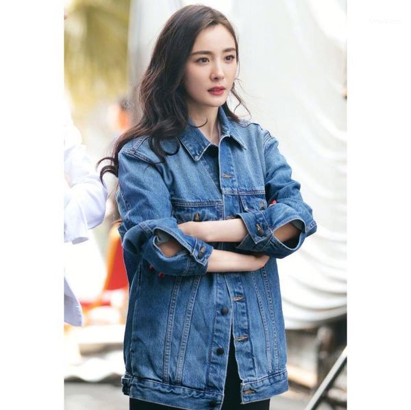 

women's jackets women jacket fall 2021 washed and worn long-sleeved denim, Black;brown