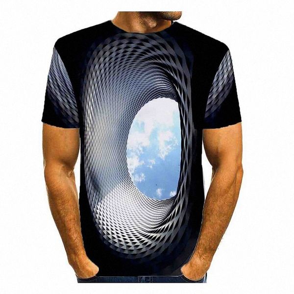 

men's t shirt shirt 3d print graphic optical illusion round neck daily print short sleeve basic green blue gray j2tz#, White;black