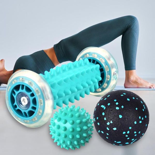 

yoga block roller with trigger points massage ball latex belt body exercise set home workout equipment fitness balls