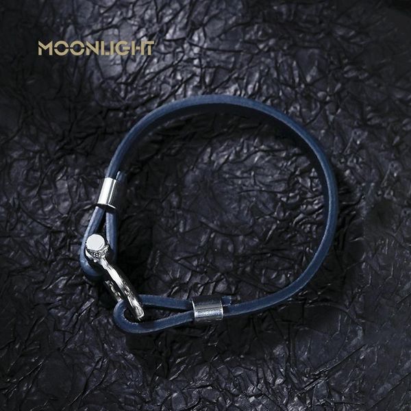 

charm bracelets moonlight classic hip hop rock style geometric circle toggle-clasps men's leather bracelet 21cm size meaningful gift, Golden;silver