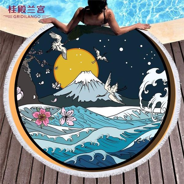 

towel gridilango ink painting pattern round beach for quickly absorbtable swimming travel outdoor yoga mat bath