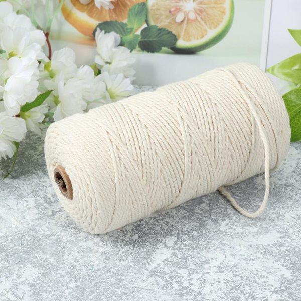 

yarn 200m 3mm natural cotton twine rope multifunction string cord for arts diy crafts (white), Black;white