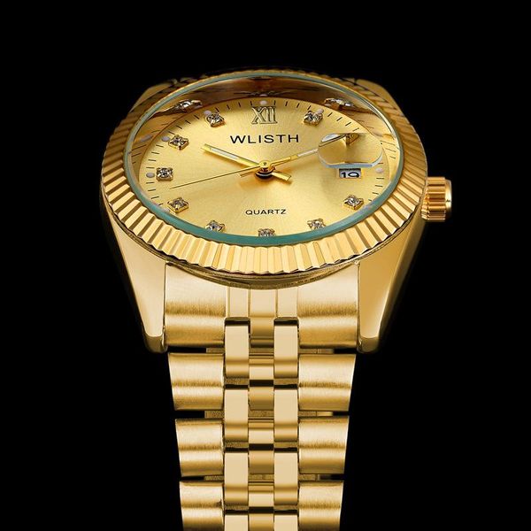 

wristwatches gold relogio masculino luminous watches men classic fashion sports stainless steel date quartz business wristwatch reloj hombre, Slivery;brown
