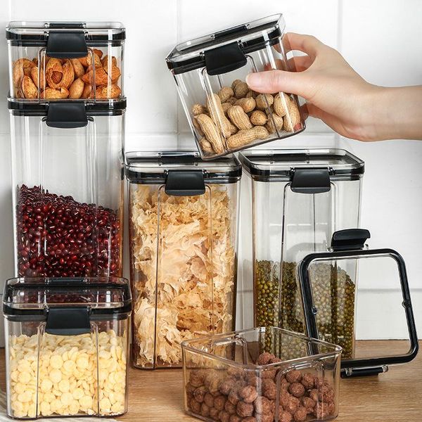 

storage bottles & jars plastic food container cereal dispenser kitchen refrigerator spices multigrain tank transparent sealed