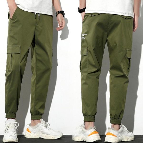 

men's pants multi pocket tactical military army straight slacks men harem multi-pocket clothing slim fit 5xl, Black