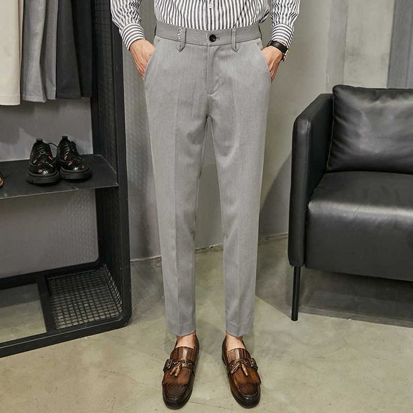 

fall winter mens dress pants business office social suit pants casual slim fit streetwear trousers pantalon homme classique 210527, White;black