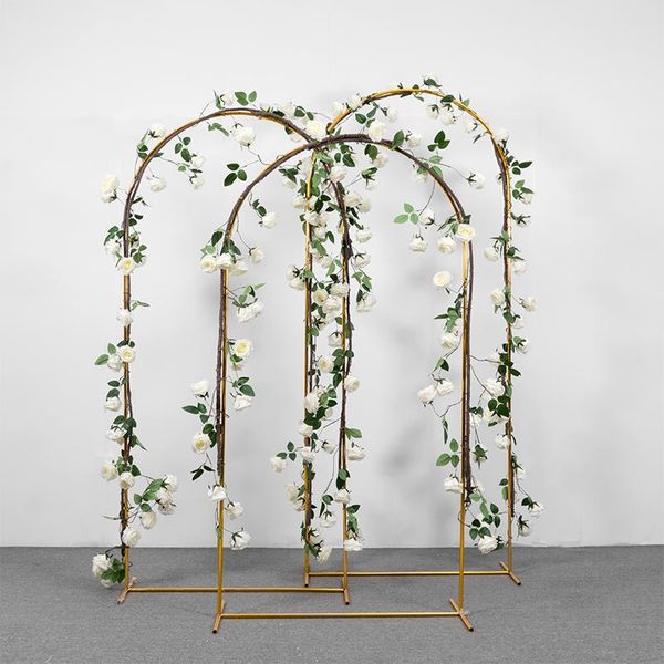 

luxury shiny golden wedding arch background props black flower outdoor stand celebration scene decoration party