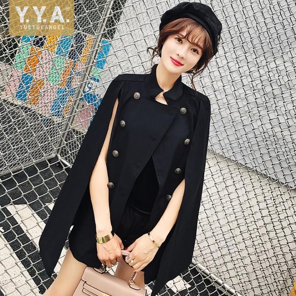 

fashion cloak cape double breasted suit women slim fit stand collar casual blazers office ladies design elegant blazer jackets women's, White;black