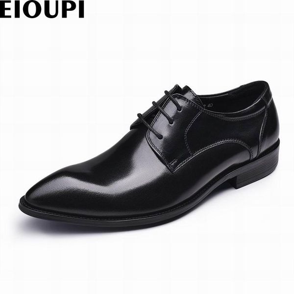 

dress shoes eioupi design real full grain leather mens formal business shoe men wing-tips ey128-2, Black