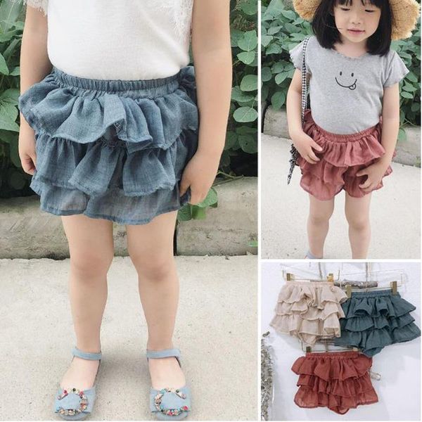 

skirts summer girls short children baby kids mesh layers design elastic, Blue