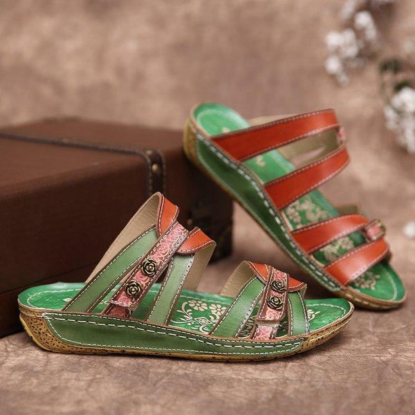 

slippers large size fashion woman summer ethnic style ladies cross-over flat-bottomed, Black