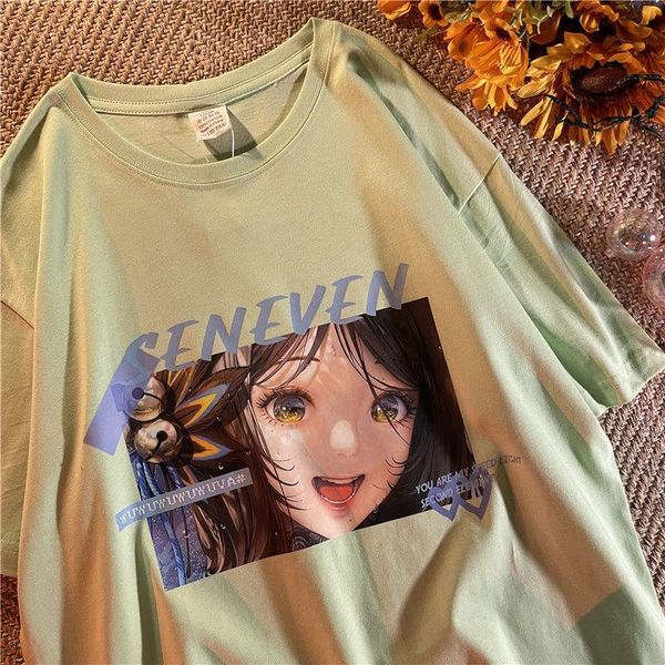 

e-sports girl japanese anime t shirts 100%cotton women kawaii clothes summer tees plus size streetwear female harajuku fashion women's, White