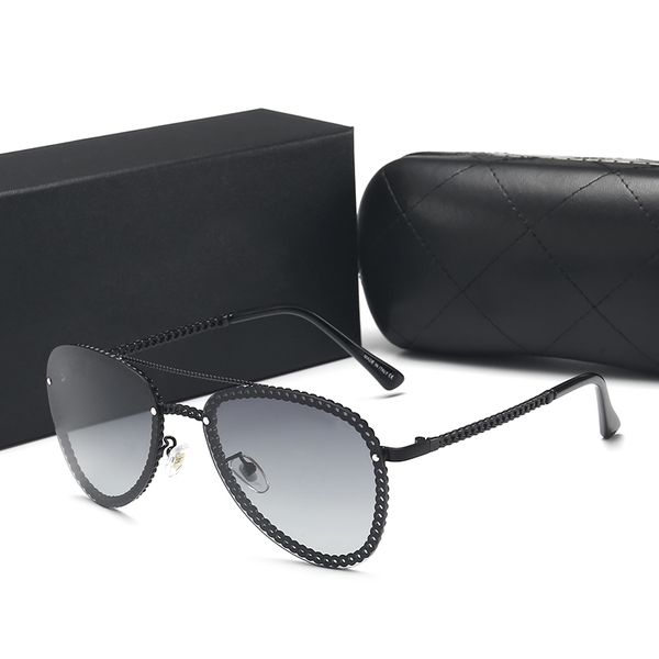 

brand designer sunglasses for women classic fashion pilot chain shape frame sun glasses original polarized polaroid goggle uv400 eyewear wit, White;black