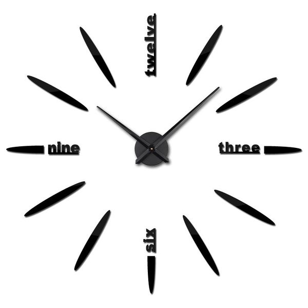 

wall clocks modern design large clock 3d diy rushed quartz acrylic metal mirror sticker digital watch horloge murale