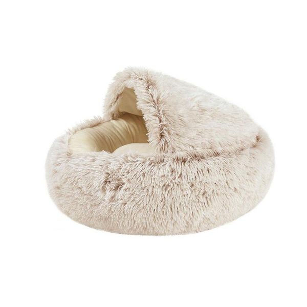 

pet dog cat bed round plush warm house soft long for small dogs cats nest removable beds & furniture