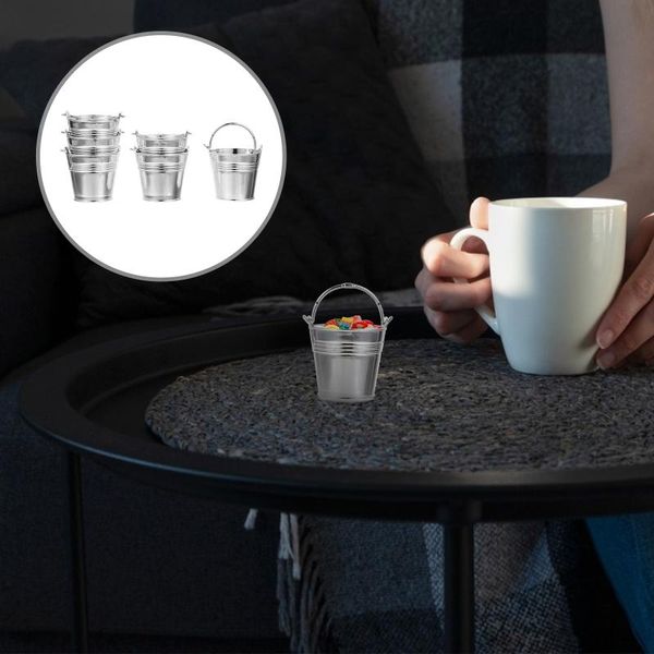 

buckets 10pcs mini snack bucket party candy storage biscuit packing silver