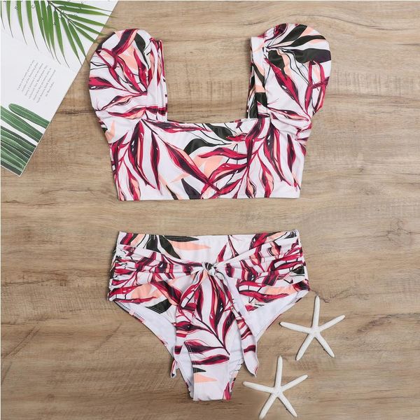 

women's swimwear trendy high-waisted bandeau bikini two-piece suit outdoor beach leisure comfortable swimsuit .#g30, White;black