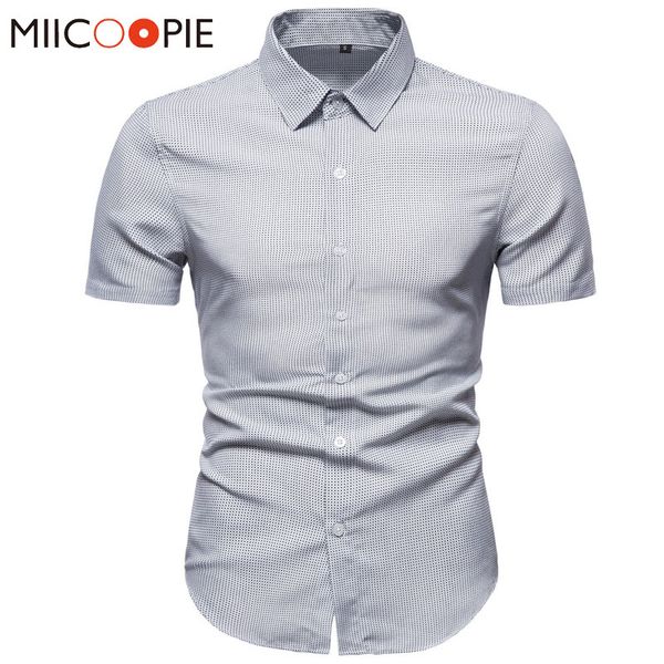 

hombre vintage summer brand casual polka dot printed slim fit social mens dress plus size clothes kg-78, White;black