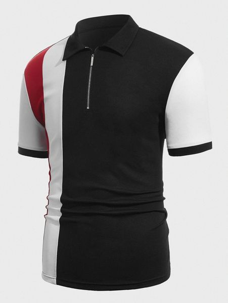 

men color block polo shirt 70i5#, White;black