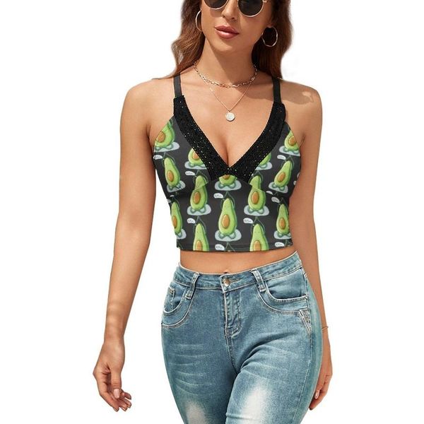 

women's tanks & camis avocado tank sling printed kawaii camisole rave lady crop, White