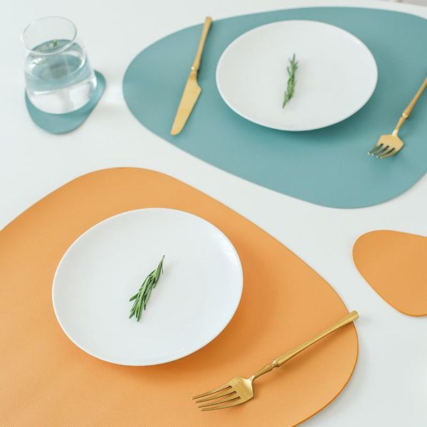 

table runner est leather western mat waterproof oil-proof bowl american light luxury nordic wind insulation