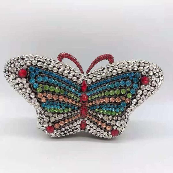 

evening bags butterfly green/red/blue rhinestone clutch bag women party wedding bride purse rose gold fashion day clutches