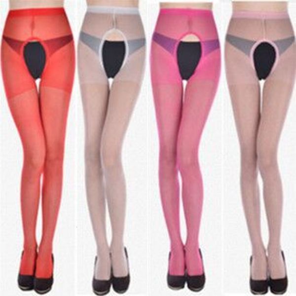 

core spun double two side fun silk open cut pantyhose, Black;white