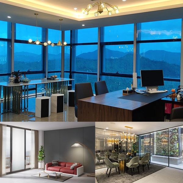 

window stickers filmbase smart film curtain glass heat insulation solar navy blue ir /uv blocking privacy for home