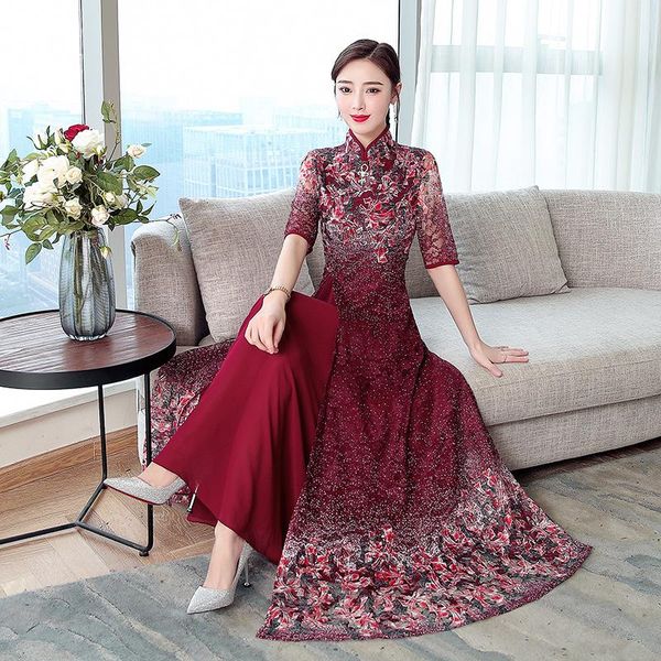 

party qipao ballgown chinese dress fashion cheongsam ethnic clothing, Red