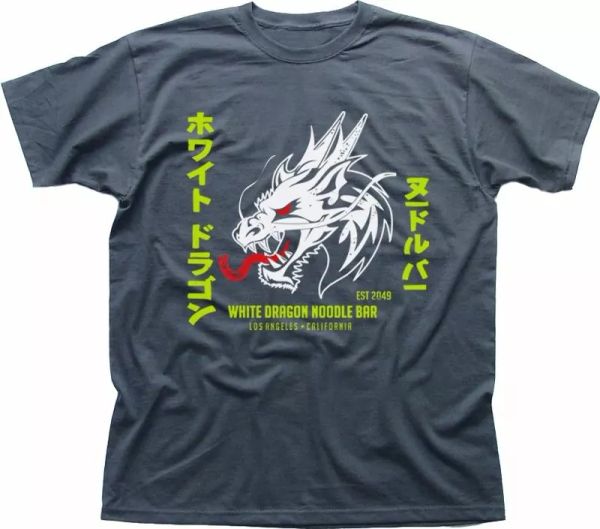 

white dragon noodle bar blade runner 2018 tyrell corp charcoal t-shirt fn9198, White;black