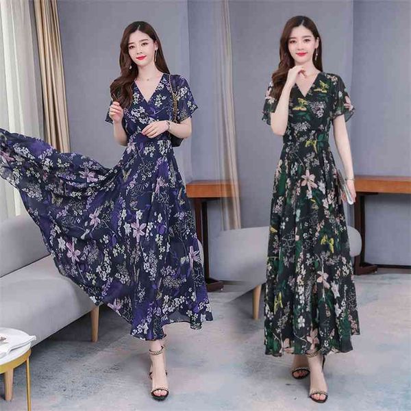 

vintage purple print chiffon maxi dress spring summer 4xl plus size runway midi dresses elegant women bodycon party vestido 210528, Black;gray