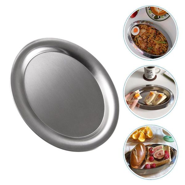 

dishes & plates 1pc barbecue plate thicken dessert tray practical cake (silver)