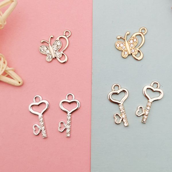 

10pcs rhinestone lock design alloy charms pendants fit bracelet earring floating jewelry diy accessories finding, Bronze;silver