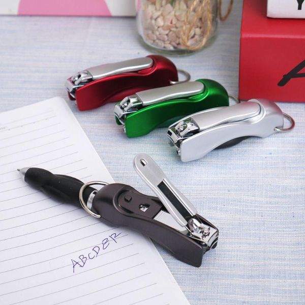 

1pc creative multifunction folded nail clippers ballpoint pen stationery home beauty tool pens, Blue;orange