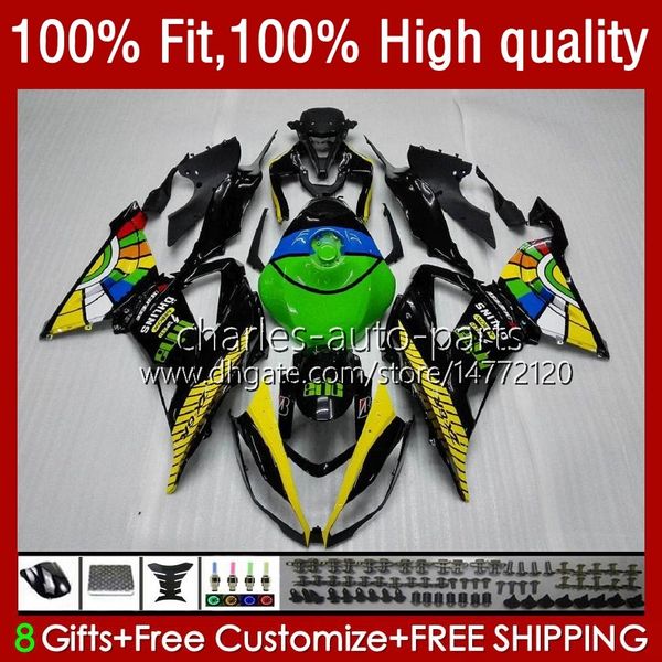 OEM Body для Kawasaki Ninja ZX600C ZX 6R 600 CC 6 R 636 2009 2011 2011 2012 13no.115 ZX600 ZX636 ZX-6R 2009-2012 ZX-636 600CC ZX6R 09 10 11 12 Инъекционная обтекатель Желтый Зеленый