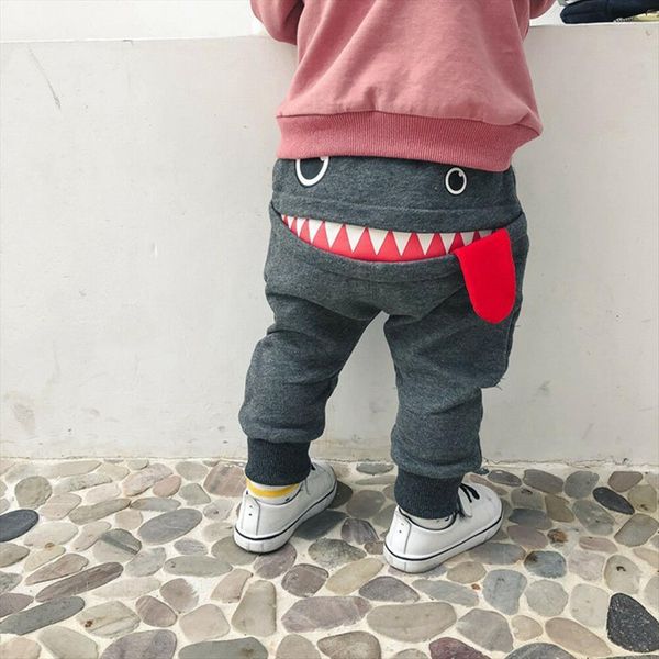 

pure cotton long sleeve pants big mouth monster print trousers for boy, Blue