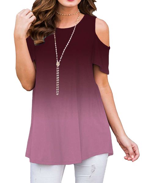 

star model 2021 fashion new gradient t-shirt summer, Black;pink