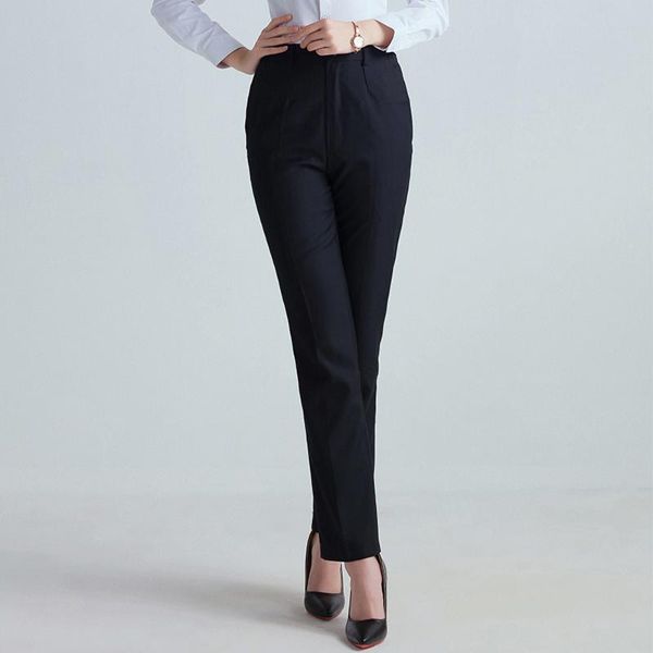 

women's pants & capris work suits women office lady professional flat-front zipper regular-fit straight leg wrinkle pant female tro, Black;white