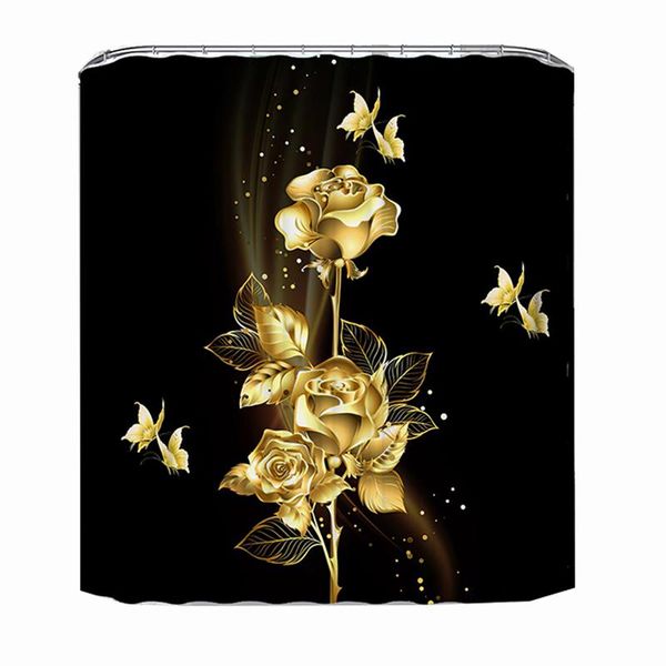 

shower curtains gold rose flower bathroom curtain carpets for kitchen toilet