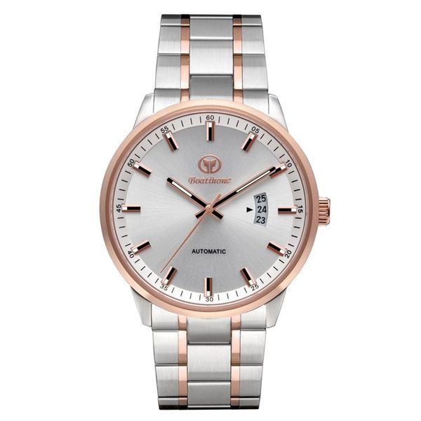 

new waterproof automatic mechanical men's watch business calendar, Slivery;brown