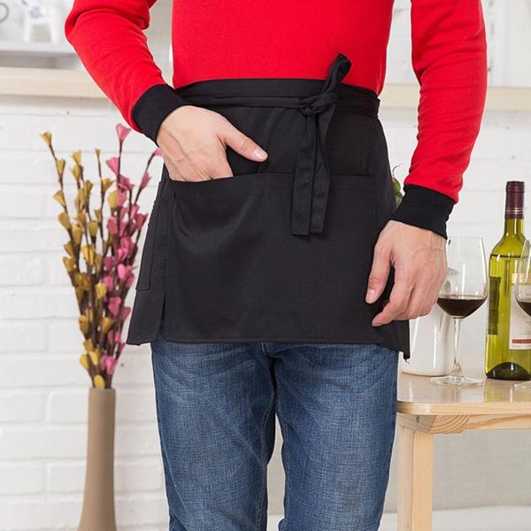 

aprons restaurant short waiter apron handle waitresses uniforms kitchen accessories woman pinafore delantal camarero