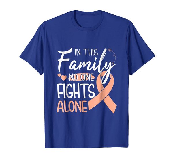 

in this family no one fights alone uterine cancer tshirt, White;black