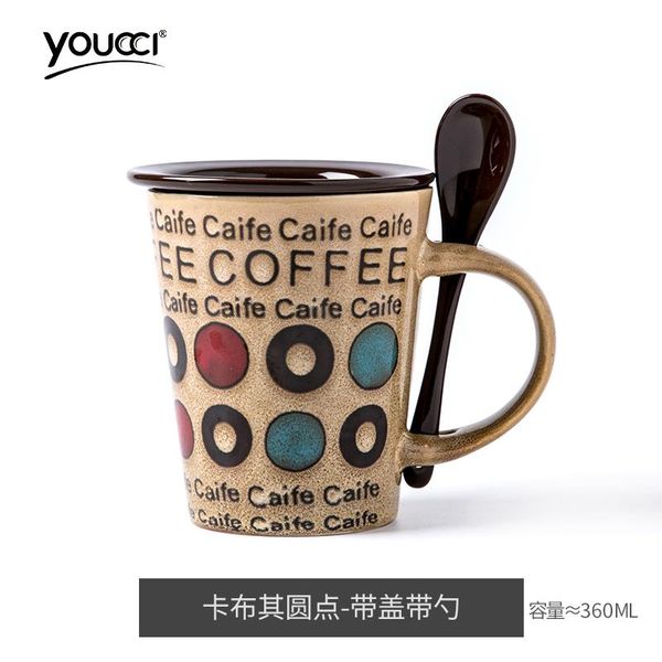 

mugs american style modern blue khaki ceramic mug as coffee cup drinking milk tea household personality with cover spoon