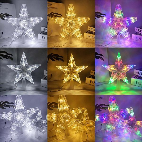 

christmas decorations 1pcs 18/24.5cm tree star led light decoration pendant home night decor xmas gift navidad 2021