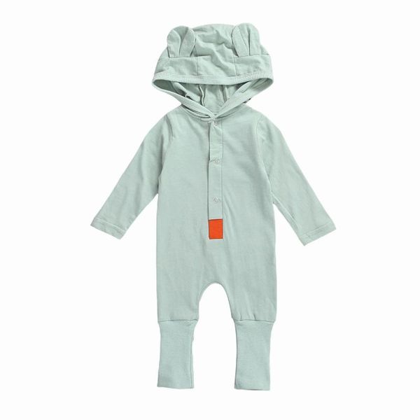 

jumpsuits infant baby boys grils rompers long sleeve jumpsuit autumn fashion solid color single-breasted hooded one piece, Blue