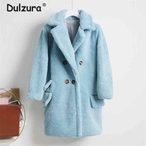 

candy color long teddy coat women jacket autumn winter thick warm padded jackets coats oversized ladies lambswool fur coats 210925, Black