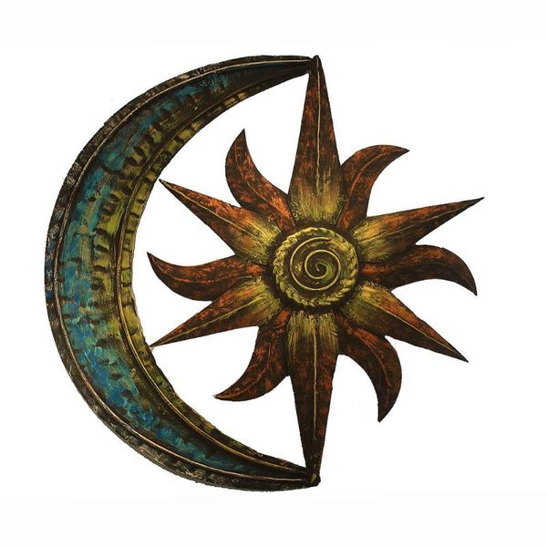 

decorative objects & figurines metal star sun hanging indoors finish antique iron wall pendant wall-mounted art craft home background decora